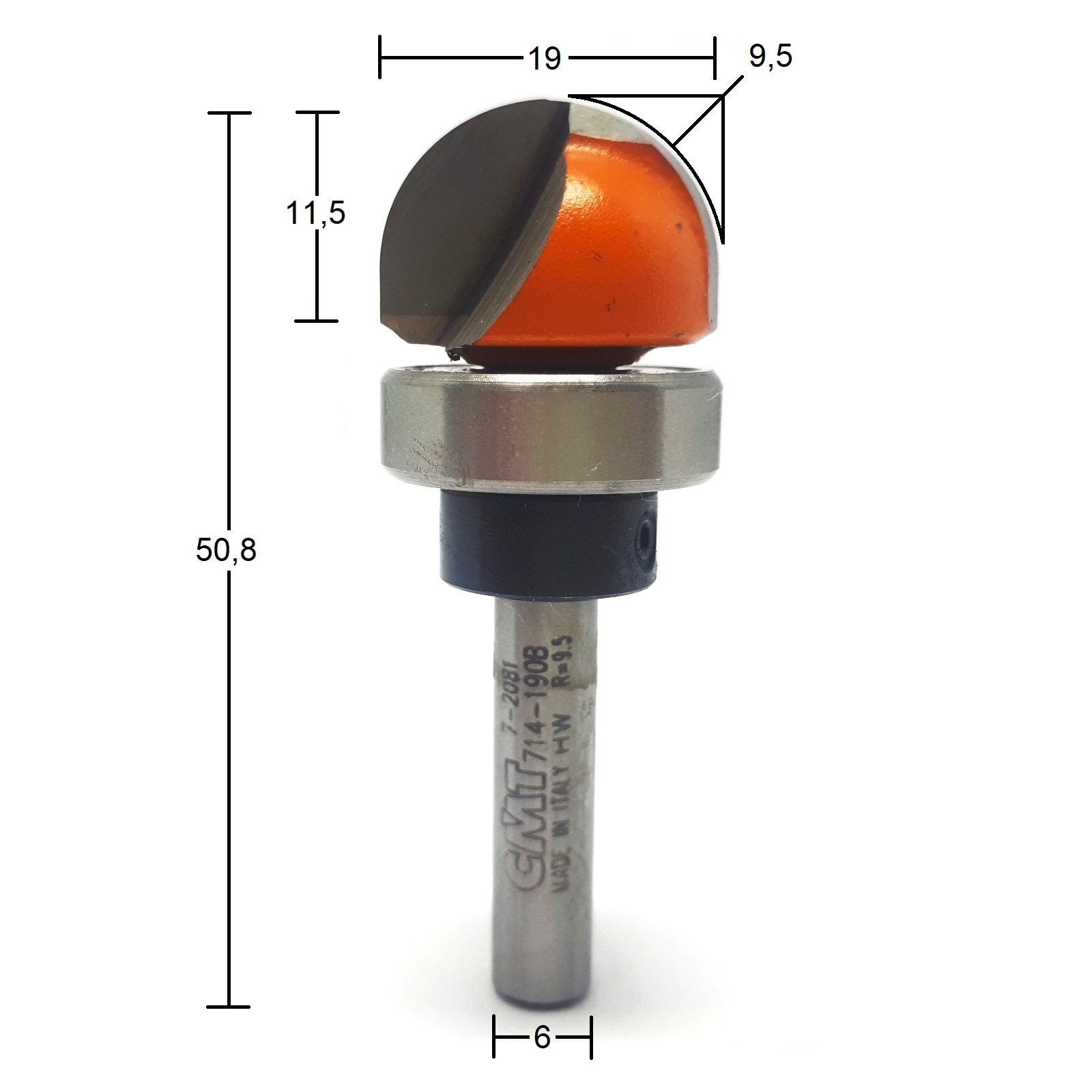 Fresa com Raio Convexo HW Ø19x9,5mm - marca CMT - Cód. 714.190.11B